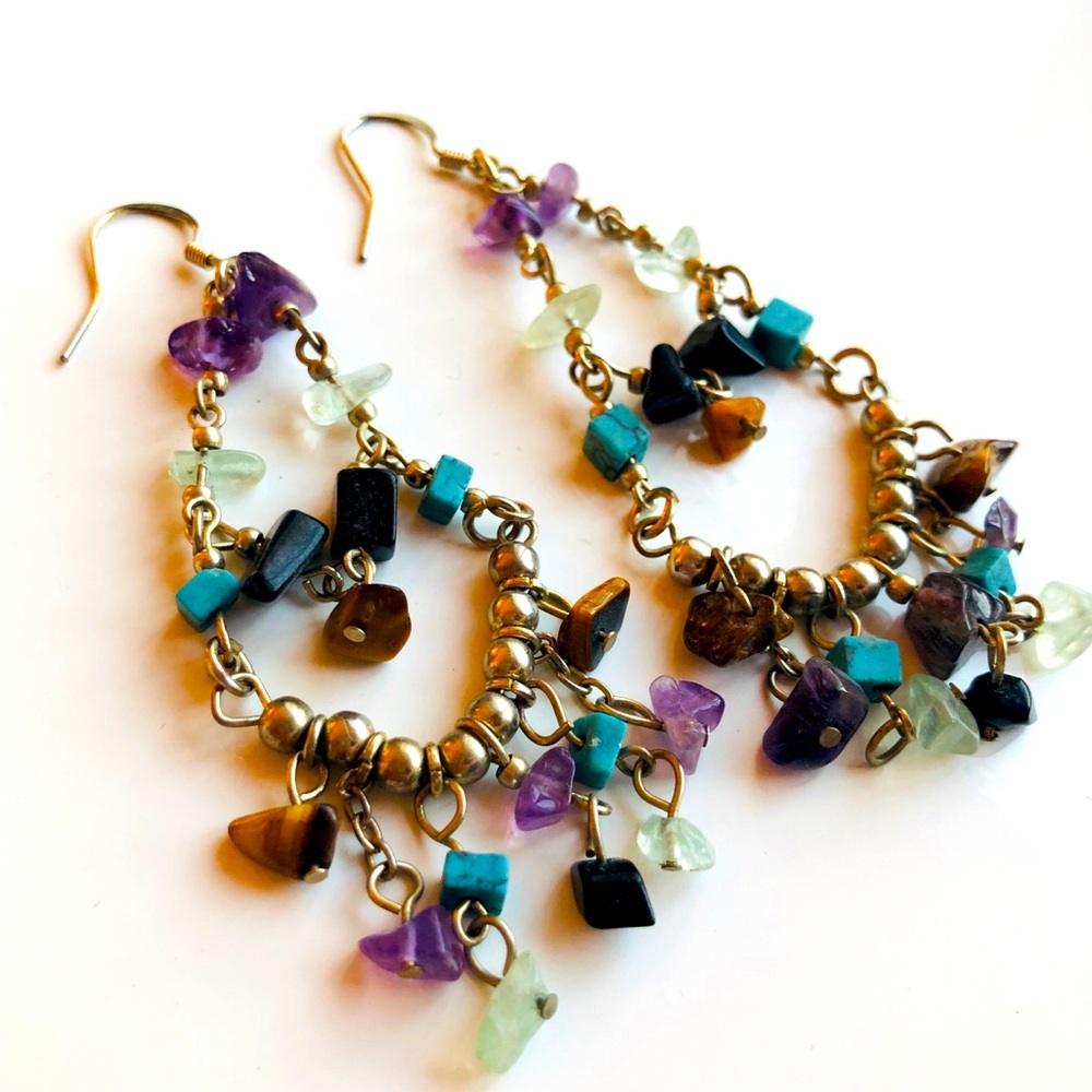 Earthstone Beaded Chandelier Earrings